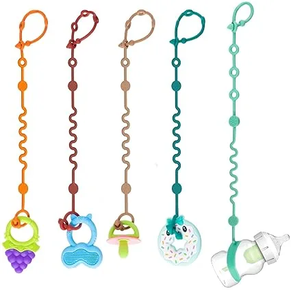 LittleHugs Silicone Toy Straps for Baby (5-Pack)
