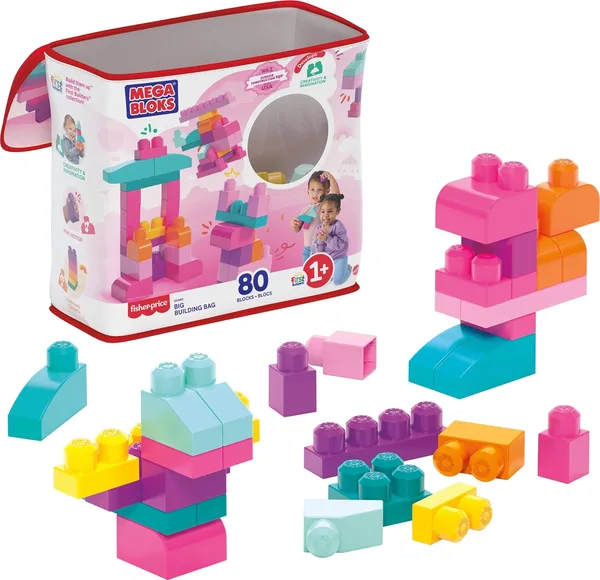 Mega Bloks First Builders Big Building Bag (80-piece, Pink)