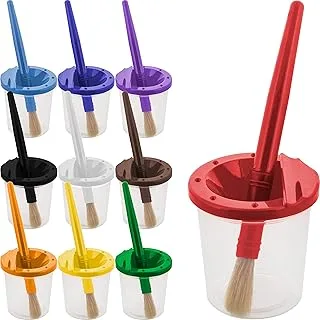 U.S. Art Supply No Spill Paint Cups with Colored Lids (10-Piece)