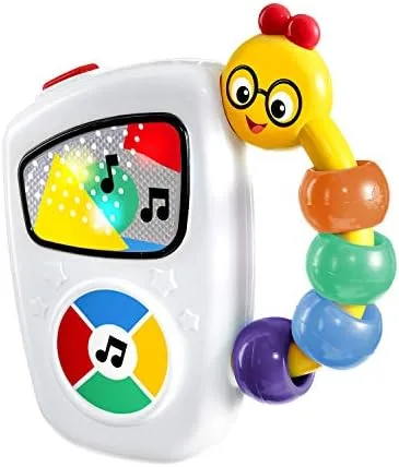 The compact musical toy with its signature beaded caterpillar handle.