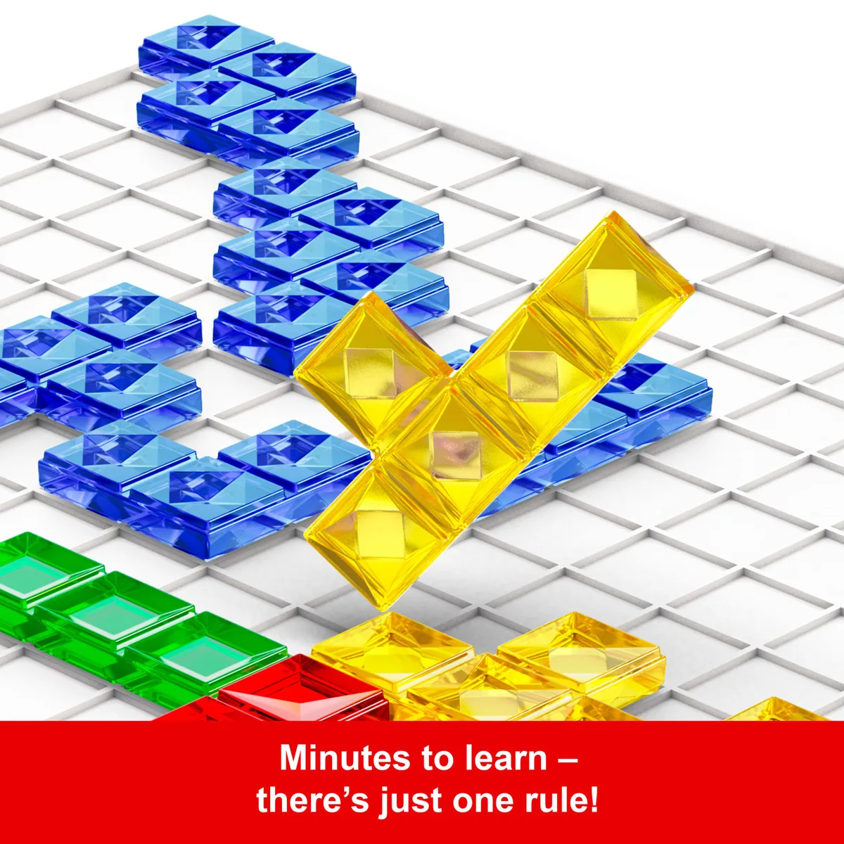 A close view of the corner-touching rule shows two colors meeting only at a single diagonal point.