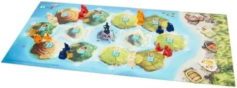 An angled view shows the board mid-game, ships and lairs marking each child's pirate network.
