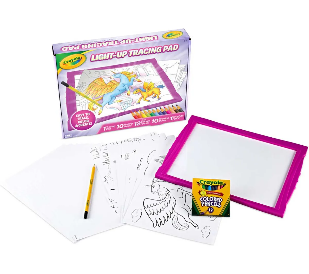 What ships in the box: pad, ten tracing sheets, ten blank sheets, twelve short pencils, one graphite