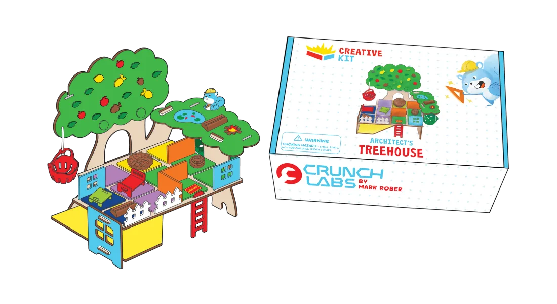 The Architect's Treehouse Creative Kit, assembled alongside its packaging.