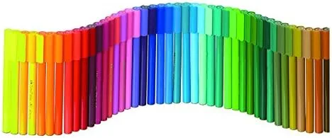 The pen array fanned out, demonstrating the color spectrum included in the standard tub.