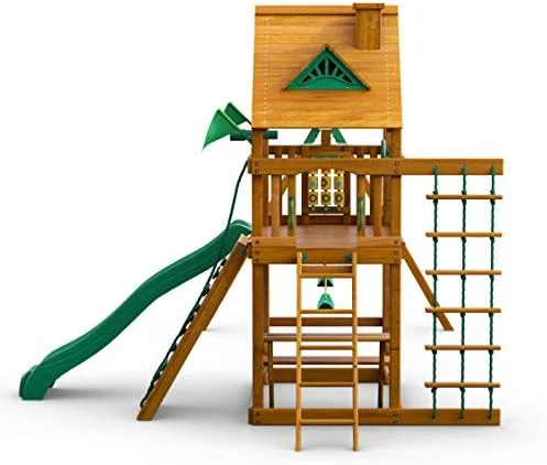 Front elevation of the fort, slide, and ladder, isolated for component-level inspection.