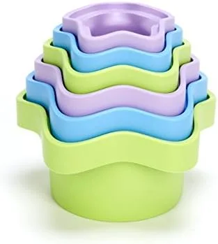 Six graduated cups nest into a single tidy stack roughly the size of a coffee mug.