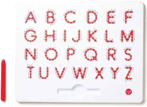 The full A-to-Z Magnatab board with magnetic stylus parked along its left edge.