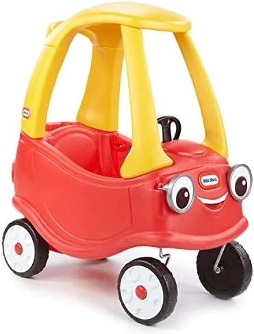 The current Cozy Coupe retains the iconic red shell, yellow roof, and googly-eyed grille that have b