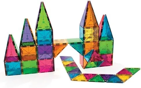 The translucent geometry that makes the system work — squares, triangles, and the magnetic edges bin