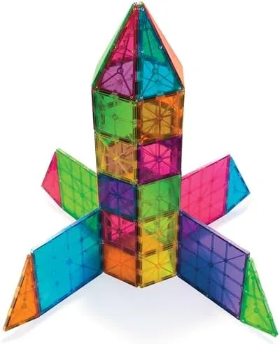 A rocket-style construction reveals the system's tolerance for tall, narrow geometries.