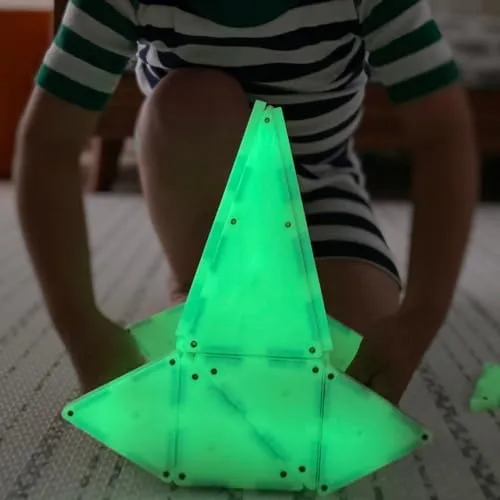 Lights down: the phosphorescent tiles produce a strong green glow that holds form for several minute