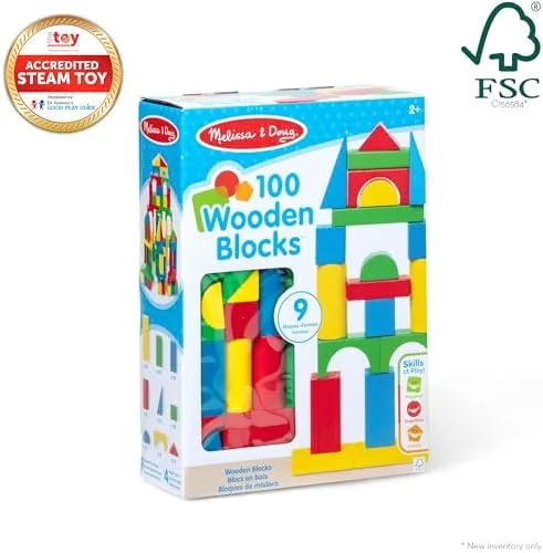 Original packaging, FSC-certified label visible — sustainably sourced wood, age 2+.