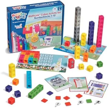 The activity set arrives with cubes, cards, and an episode-aligned guide for Numberblocks 1 through 