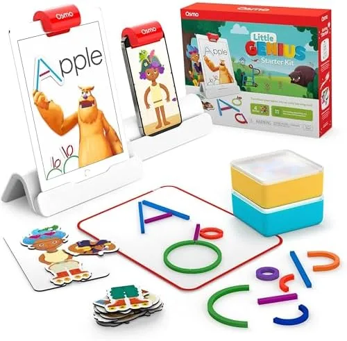 The Little Genius Starter Kit: base, reflector, costume cards, silicone sticks and rings, and the iP