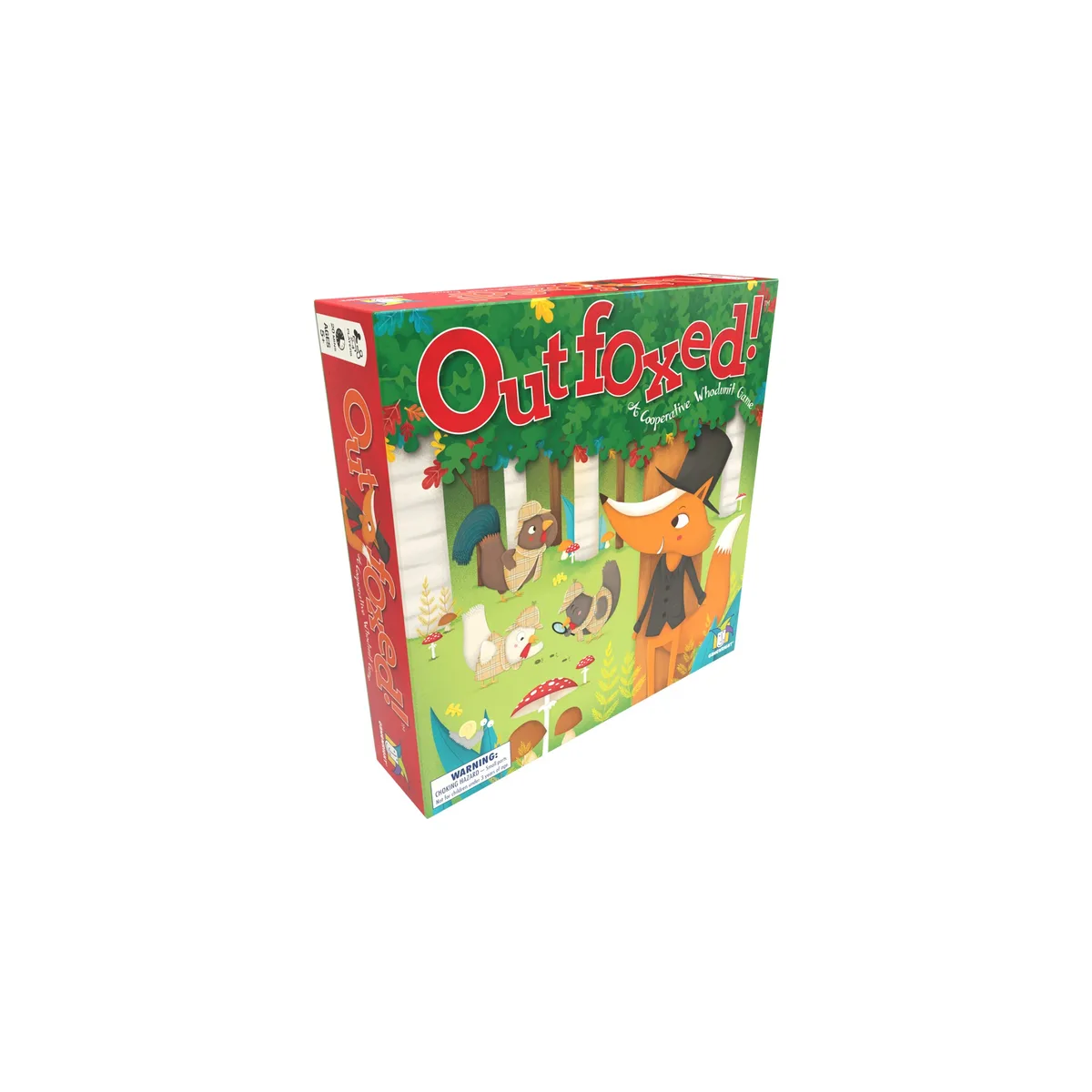 Outfoxed! retail box: Gamewright's cooperative whodunit for ages five and up.