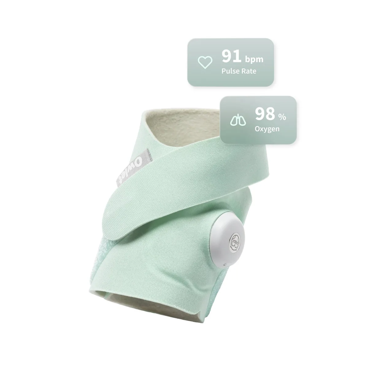 The fabric sock houses the pulse oximeter sensor that delivers heart rate and oxygen readings.