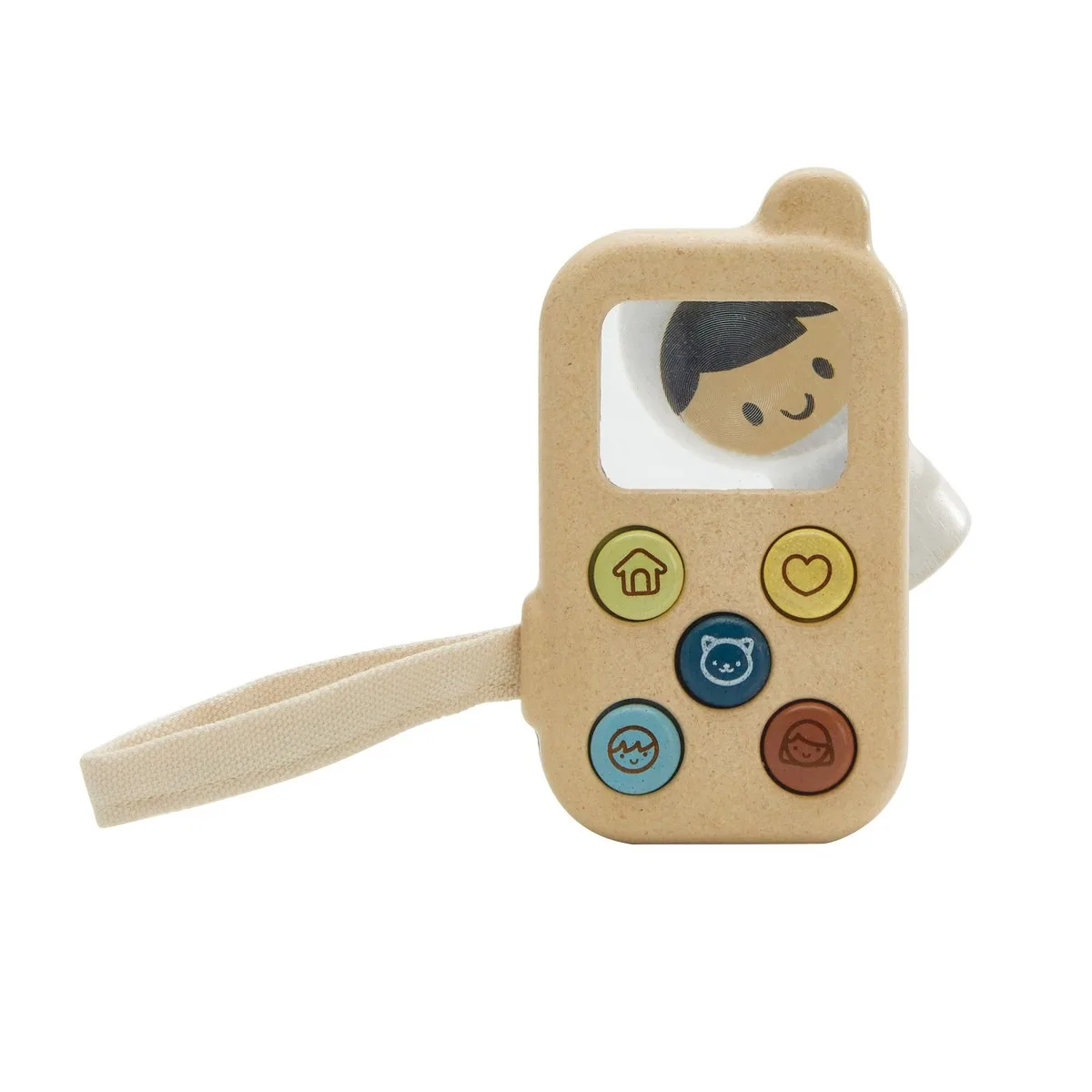 A closer view of the button detail: each icon invites a different pretend-play scenario.