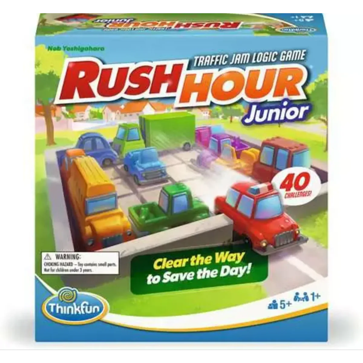 ThinkFun's Rush Hour Jr. box: forty leveled traffic-jam puzzles for early logical reasoning.