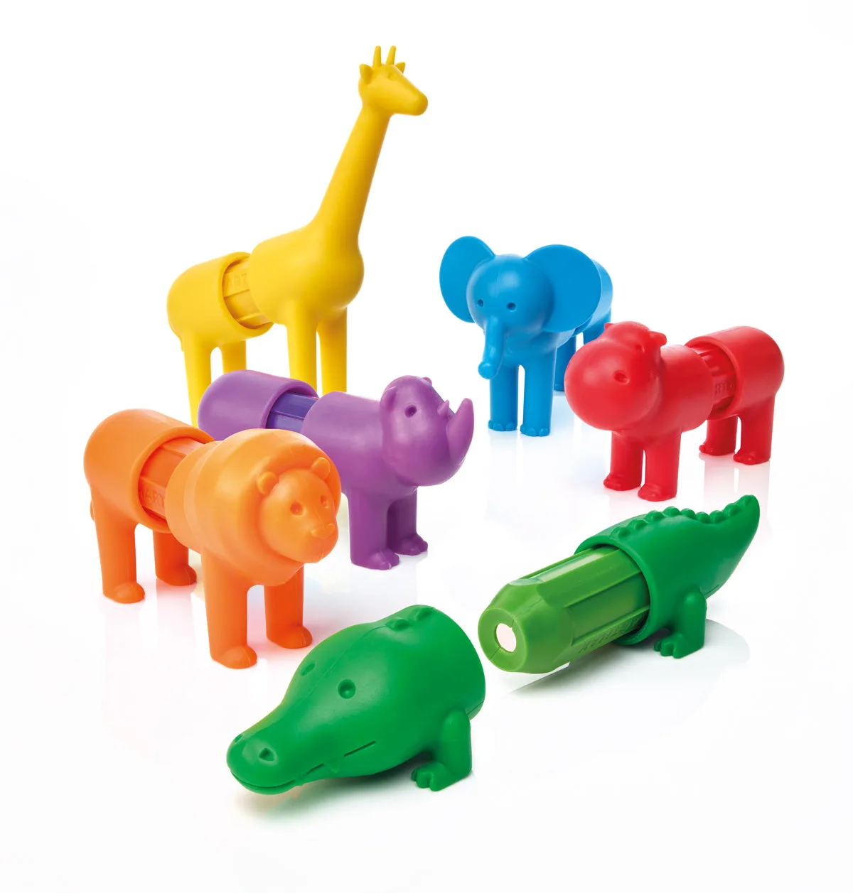 Animals scattered mid-play; at 7cm each, no piece poses a choking hazard for toddlers.