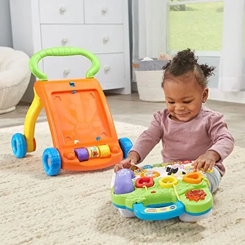 The activity panel detached and used as a tabletop toy — a thoughtful design choice.